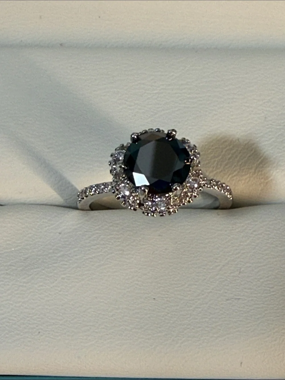 Halo Ring with Black Moissanite Center Stone